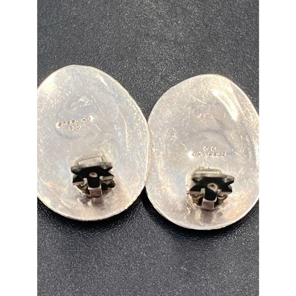 Vintage Navajo Sterling Kingman Pyrite Turquoise Artist Signed GD Clip Earrings - Picture 8 of 10